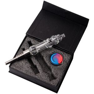 Glassvape666 NC047 Водонепроницаемый стеклянный бонг для воды Прозрачная курительная трубка 510 Титановая кварцевая керамическая посуда для воска для ногтей Подарочная коробка Dab Rig Барботерные трубки