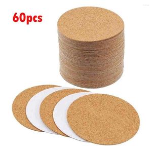 Bord mattor 60 st självklistermärke Cork Coasters Stödblad Set för DIY Desktop Decorations Kitchen Pad