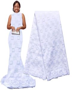 Merletto svizzero del voile di cotone in tessuto svizzero 2023 Tessuti per lacci asciutti ricamati nigeriani PIZZO bianco africano 2022 per la cerimonia nuziale9252251