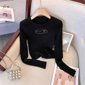 Designer feminino t-shirt diesel top apertado sweatershirt tricô manga comprida vestido jumper oco out colete outono sexy mulheres diesel camisa de alta qualidade 4755 2837