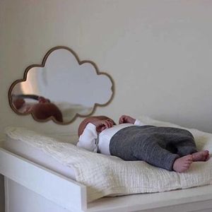 2PCS Mirrors Cloud Shape Cute Decor Wall Sticker Mirror Dormitory Ornaments Makeup Mirror Irregular Cloud Shape Decorative Mirror Home Decor