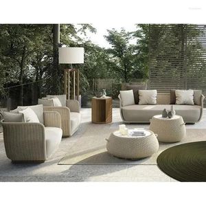 Camp Furniture Luxury Outdoor Garden Sofa Rattan Set Comfortable Cushion - Ellia