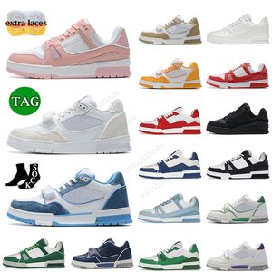 Fashion Virgil Trainer Casual Shoes Embossed Calfskin Overlays Abloh Denim Black Red Brown White Canvas DHgate Sports Sneakers Low Tennis Leather