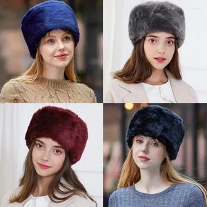 Berets Frauen Kappe Herbst Crownless Flache Mädchen Kreis Kopfbedeckung Kappen Hut Runde Russische Pelz Warme Weiche Muti-farbe winter Faux