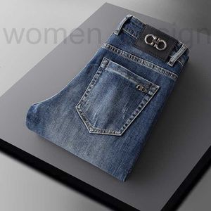 Designer Men's Jeans och Autumn Winter High Quality Simple High-End Washed Denim Pants Straight Slim Leggings BC0L