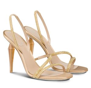 Estate di marca di lusso Renecaovilla Sandali da donna Scarpe Cleo Stone Abito da sera Lady Gladiatore Sandali Strappy Diamond Crystal Heels Glitter Walking EU35-43