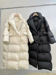Jackets de estilo coreano Mulheres brancas down Down Parkas 2023 Winter Oversized quente encapuzado com casaco