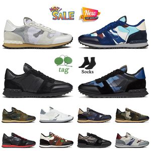 Pelle di vitello nappa Rockrunneres Camouflage Uomo Desginer Scarpe casual Sneakers Nero Bianco Pastello Grigio Verde militare Tessuto a rete Camo Runner Scarpe da ginnastica 39-45