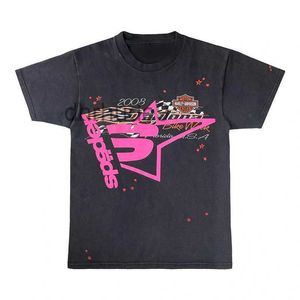 Homens Mulheres 1 Melhor Qualidade Espuma Impressão Spider Web Padrão T-shirt Moda Top Tees Rosa Young Thug Sp5der 555555 Camiseta G8I8