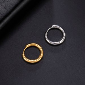 1pair Small Circle Round Hoop Earrings for Women Men 14k Yellow Golds Fashion Minimalist Gold Color Earrings Jewelry Gift