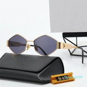 Óculos de sol de designer de moda de luxo para mulheres homens óculos mesmos óculos de sol praia rua foto pequenos sunnies metal quadro completo com caixa de presente