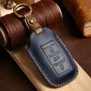 Luxury Car Key Case Cover Leather Fob Holder Pouch Keychain Accessories for Changan CS75 Eado CS55 Alsvin Remote Keyring Shell