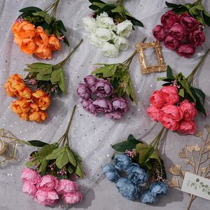 Cross-border 7-head foreign peony flower wholesale home decoration decoration flower wedding decoration silk flower simulation new RX