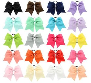 8 Inch Large Plain Solid Cheerleading Ribbon Bows Grosgrain Cheer Bows Tie With Elastic Band Girls Rubber Hair Band Hair Accessori3258708