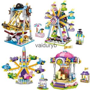 Julleksakstillbehör 1717-1720 Amusement Park Building Block Toys - Pirate Ship Ferris Wheel Carousel Rotating Plan! Vaiduryb