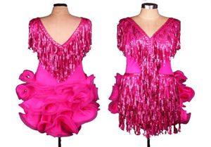 Lantejoulas Borlas Vestido de Dança Latina Mulheres Meninas Vestidos de Competição de Dança de Salsa Latina Trajes de Dança de Samba 2 Escolhas D0289 Fofo Sh4934150