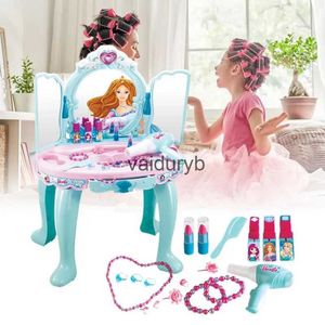 Beauty Fashion Novelty Kids Makeup Makeup Table Play Play Toy مع إكسسوارات المرآة دور الدعائم للبنات هدايا عيد ميلاد الفتيات