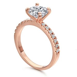 T GG Designer per donna Anello in argento 925 semplificato giapponese e coreano 1.2CT Anello in oro rosa Otto cuori Otto frecce Zircone Anello con quattro artigli con diamanti Anello da donna