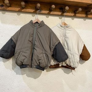 Casaco para baixo cervos jonmi inverno bebê meninos quente algodão-acolchoado casacos estilo coreano retalhos manga forro de lã crianças engrossar outerwear