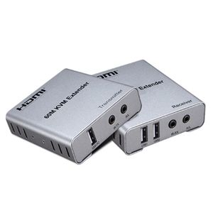 Extensor KVM HDMI 60M 1080P 60Hz Cat 5e/Cat6 Ethernet Extender Transmissor com áudio para PC TV Monitor Mouse Teclado