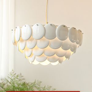 Novo design moderno lustre de cerâmica branca iluminação para decoração de casa luminária pendente de vidro para sala de jantar quarto luminárias led