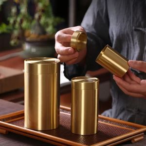 Brass Tea Caddy Travel Sealed Home Portable Metal Small Portable Brass Airtight Cans Small Tea Cans for Household Use 240119