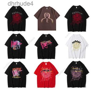 Men Spider t Shirt Pink Young Thug Sp5der 555555 Mans Women Quality Foaming Printing Web Pattern Tshirt Fashion Top Tees Suclothes Wholesale EPT7