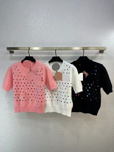 11001 2024 Runway Summer Brand SAme Style Sweater 3/4 Sleeve Crew Neck Fashion Clothes High Quality Womens weilanG704