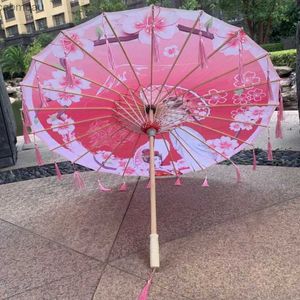 Umbrellas Oil Paper Car Umbrella Shade Silk Cloth Tassel Decoration Ceiling Hanfu Umbrella Oil Paper Umbrella Silk Parasol Japan Style