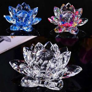 Arts and Crafts 80mm Quartz Crystal Lotus Flower Crafts Glass Paperweight Fengshui Ornaments Figurines Home Wedding Party Decor Gifts Souvenir YQ240119