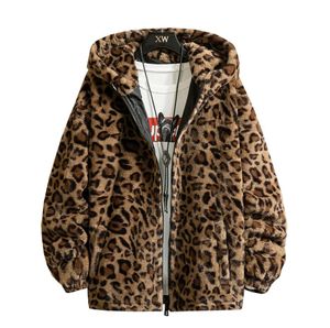 JanuariSnow Fashion New Warm Love Winter Jacket Men Coat Woman Hooded Faux Fur Leopard Casual Slim Parka MEN039S Winter Coat7895325