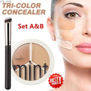 Concealer tri-färg concealer palett fuktig långvarig täckning mörka cirklar akne porer grädde skuggning highlighter ansikte makeup kometik