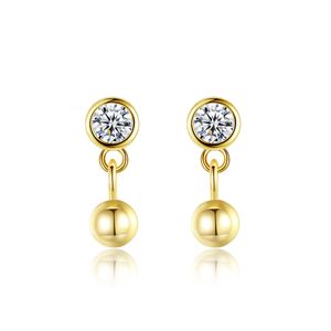 S925 Silver Ball Dangle Earrings Plated 18k Gold Micro Set 3A Zircon Exquisite Earrings Korean Fashion Women Earrings Wedding Party Jewelry Valentine's Day Gift SPC