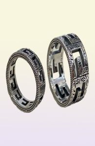 2022 Fashion Band Rings Vintage Great Wall Pattern Designer Trendy 925 Silver Ring for Women Wedding Rings Men Jewelry9269763