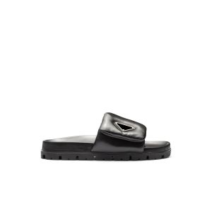 Modische Schuhe, Designer-Damen-Sommer-Outdoor-Freizeit-Sandalen für Herren, weich gepolsterte Pantoletten aus Nappaleder, Metall-Dreieck-Stollenprofil, Gummisohlen-Slipper