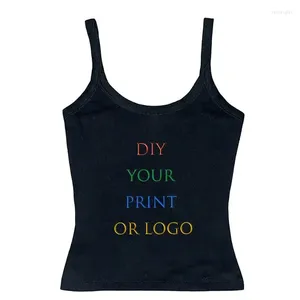 Women's T Shirts Fashion 3D Printing Diy Mönster Anpassa kvinnor Summer Crop Top Sexig sömlös ärmlös tank Toppar Backless Camisole