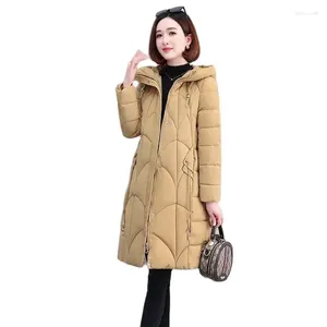 Women's Trench Coats Winter Eiderdown Cotton-padded Jacket Feminine Temperament Long Knee-length Clothes Belt Waist Slimming Coat
