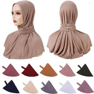 Etniska kläder Instant Jersey Hijab Undercap Hijabs For Woman Muslim Women Cap Full Cover Snap Fastener Head Wraps Scarf Islamic Turbante