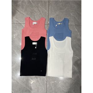 Tops vest summer women new tank top Female Femme Knits Tees Designer Embroidery Knitted Vest Sport Breathable Yoga Vest Tops 4 styles black white pink blue