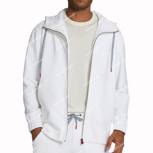 Designer Mens Hoodies Spring Kiton White Cotton Zipper Casual Hooded Coat