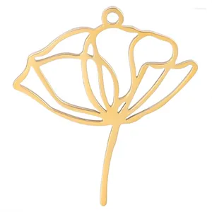 Charms 5pcs/Lot Stainless Steel Yoga Lotus Flowr Pattern Jewelry Wholesale Plant Pendant Necklaces Earrings Accessories Bulk