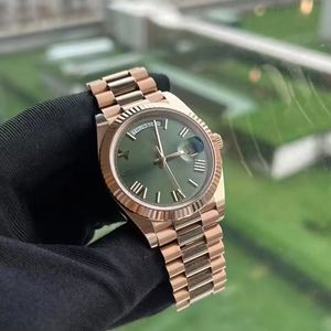 남성 시계 3235 자동 기계 40mm 로즈 골드 다이아몬드 로마 숫자 다이얼 시계 접이식 걸쇠 방수 228235