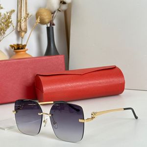 Luxuriöse rahmenlose Herren-Sonnenbrille, quadratische Gläser, Metallbeine, Damen, helle dekorative Brille, hochwertige polarisierte Brille, Top-Level-Verpackungsbox CT0359S