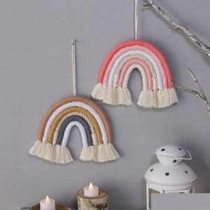 Decorazione della parete Negozio di scuola materna per bambini Ciondolo arcobaleno per bambini Decorazione per la camera dei bambini Decorazioni con frange intrecciate Regalo vivente Consegna a goccia Kid Dhs5A