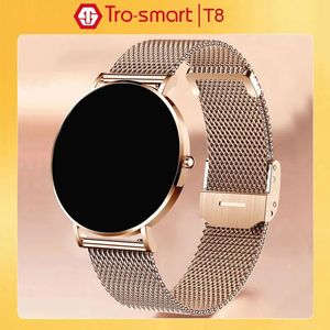 Zegarki Rose Gold Smart Watch Kobiety Mężczyźni Amoled Smartwatch Luxury Smart Clock dla Android iOS Fitness Tracker Smartwatch Trosmart T8