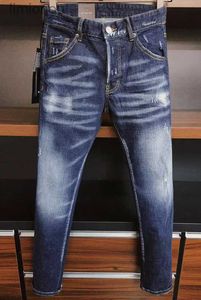 Erkekler kot pantolon streç skinny jeans kalite erkekler klasik lüks marka mavi kot pantolonlar erkek sokak moda ince fit yırtık kot boyut 44-54l240119