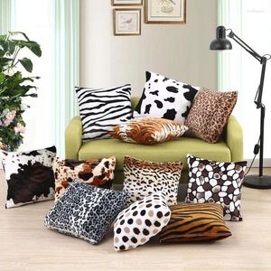 Federa per cuscino in finta pelliccia con stampa animalier, leopardo, tigre, zebra, mucca, serpente, coperture per la casa, divano, sedia, federe decorative