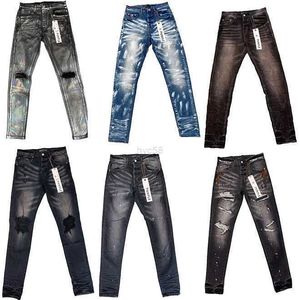 Jeans masculinos jeans roxos designer mens jeans roxos Mensskinny jeans designer de luxo calça jeans desgastado rasgado motociclista preto azul jeans slim fit motocicleta