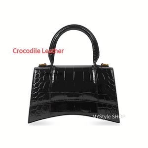 10a högkvalitativ timglas lyxig designer väska handväskor krokodil läder crossbody väskor designer crossover väskor spänne b fyrkant böjd botten lysa bolsa de gree