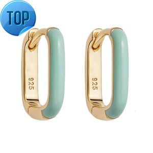 Brinco clássico banhado a ouro Gemnel Huggie com design moderno argola esmaltada arco-íris clássica dourada e prateada para mulheres joias